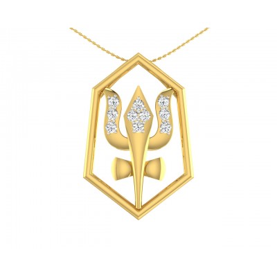 Shiv Trishul & Damroo Pendant in gold with diamonds
